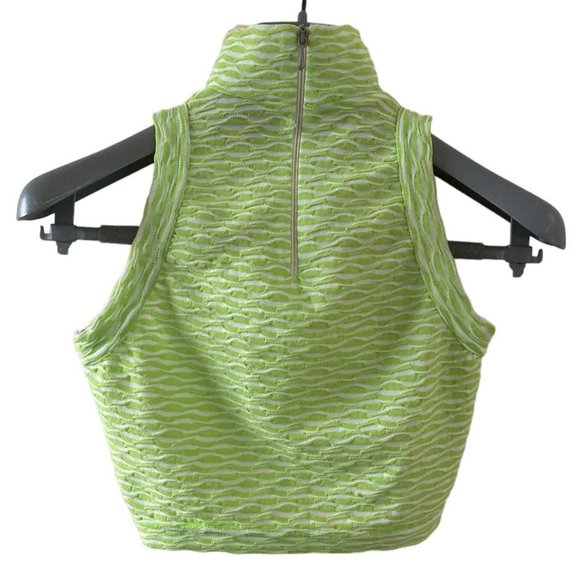 versace jeans couture neon green turtleneck crop top XS - Picture 3 of 4